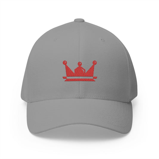 Embroidered Red Crown Cap — Closed-Back Structured Baseball Hat
