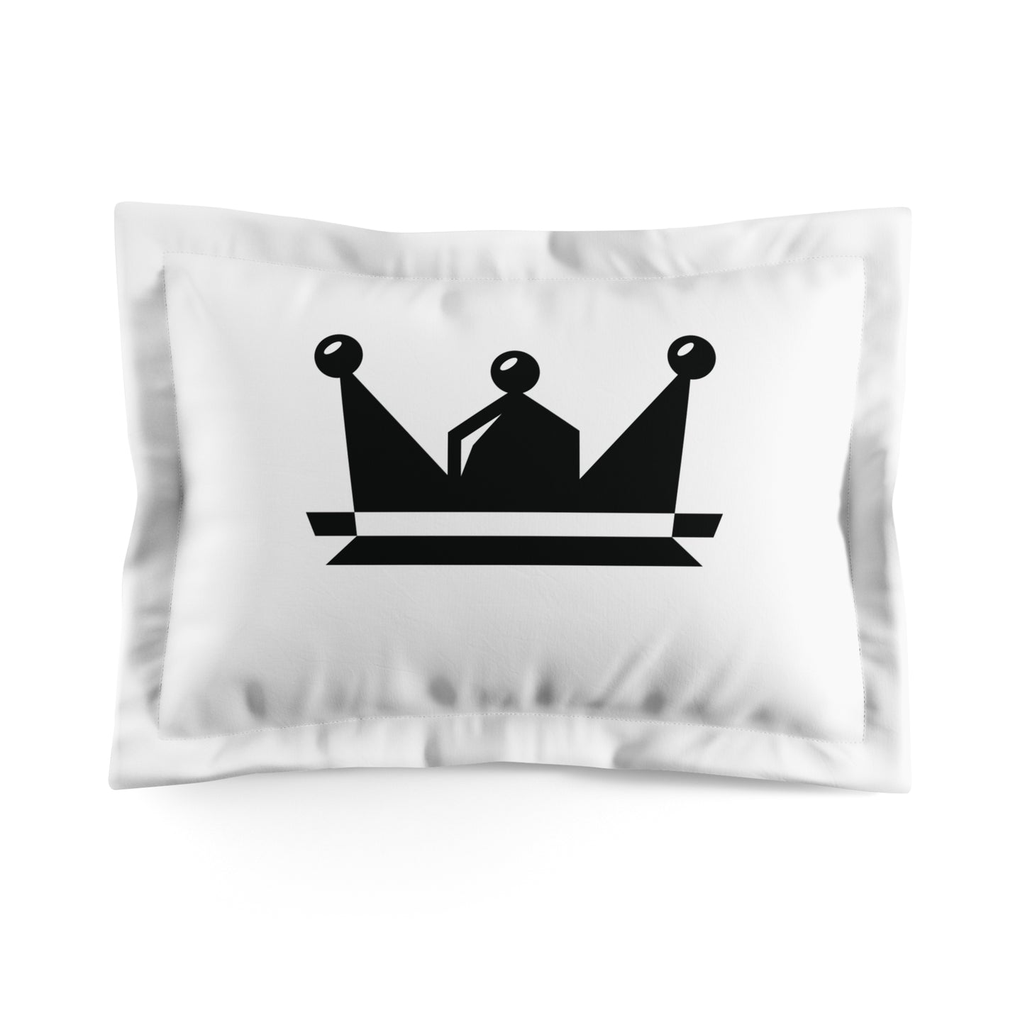 Crown Microfiber Pillow Sham — Minimal Black Royal Accent for Bedroom Decor