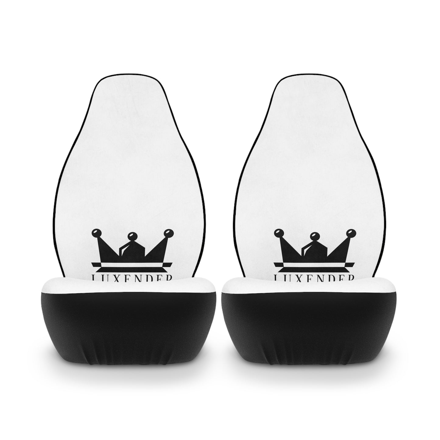Crown Logo Polyester Car Seat Covers — Luxury White Front Seat Protectors
