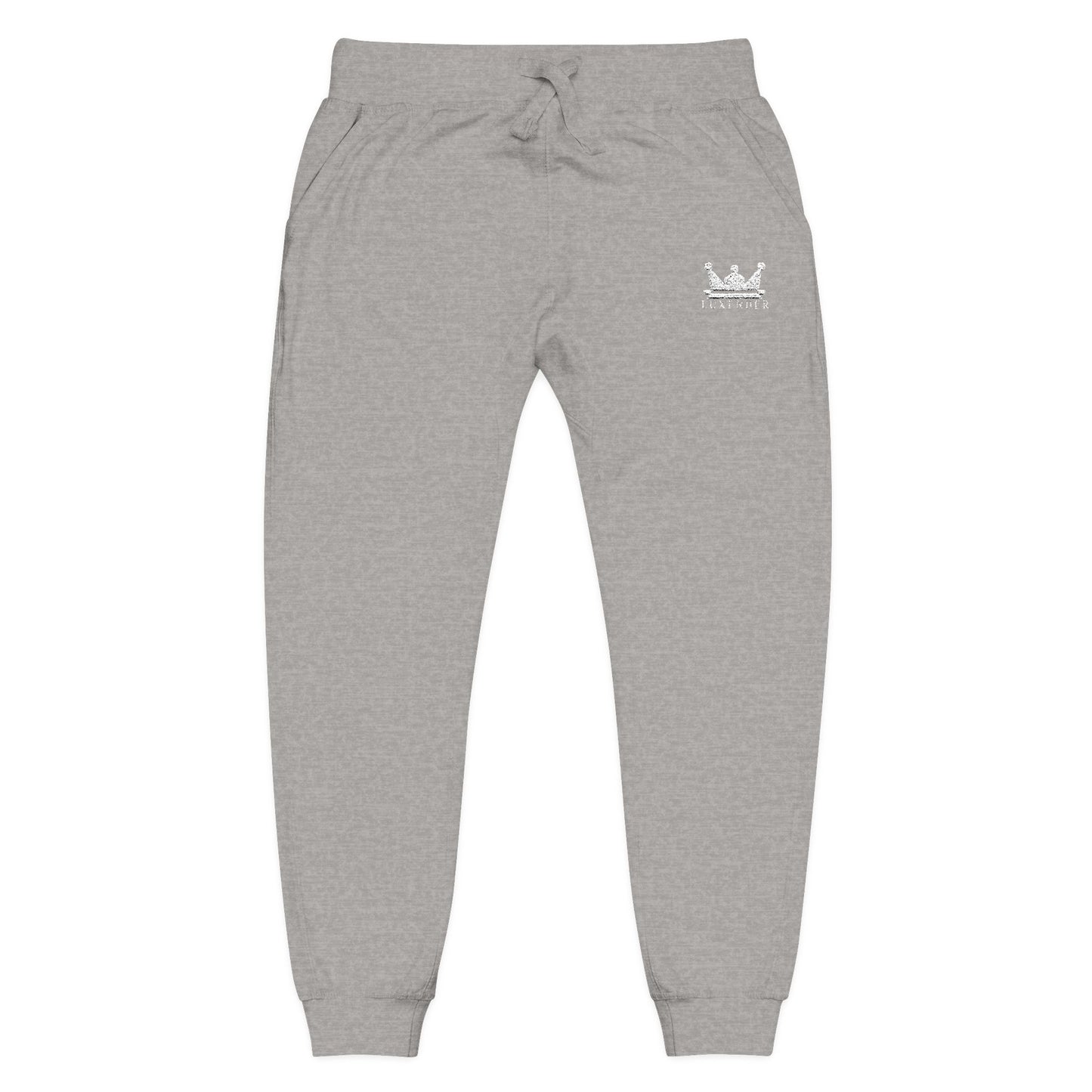 Embroidered Crown Sweatpants — Olive Fleece Joggers