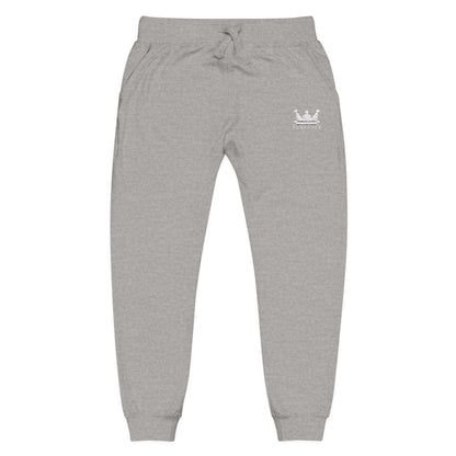 Embroidered Crown Sweatpants — Olive Fleece Joggers