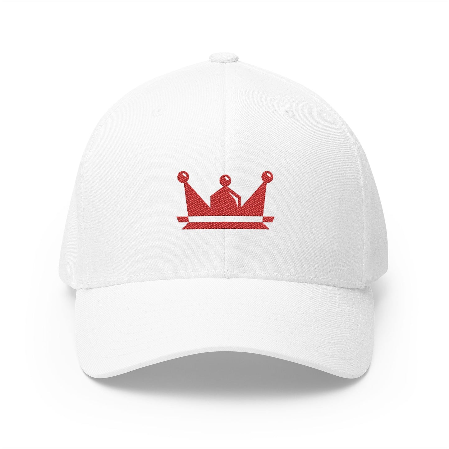 Embroidered Red Crown Cap — Closed-Back Structured Baseball Hat