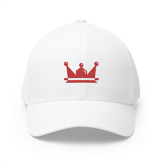 Embroidered Red Crown Cap — Closed-Back Structured Baseball Hat