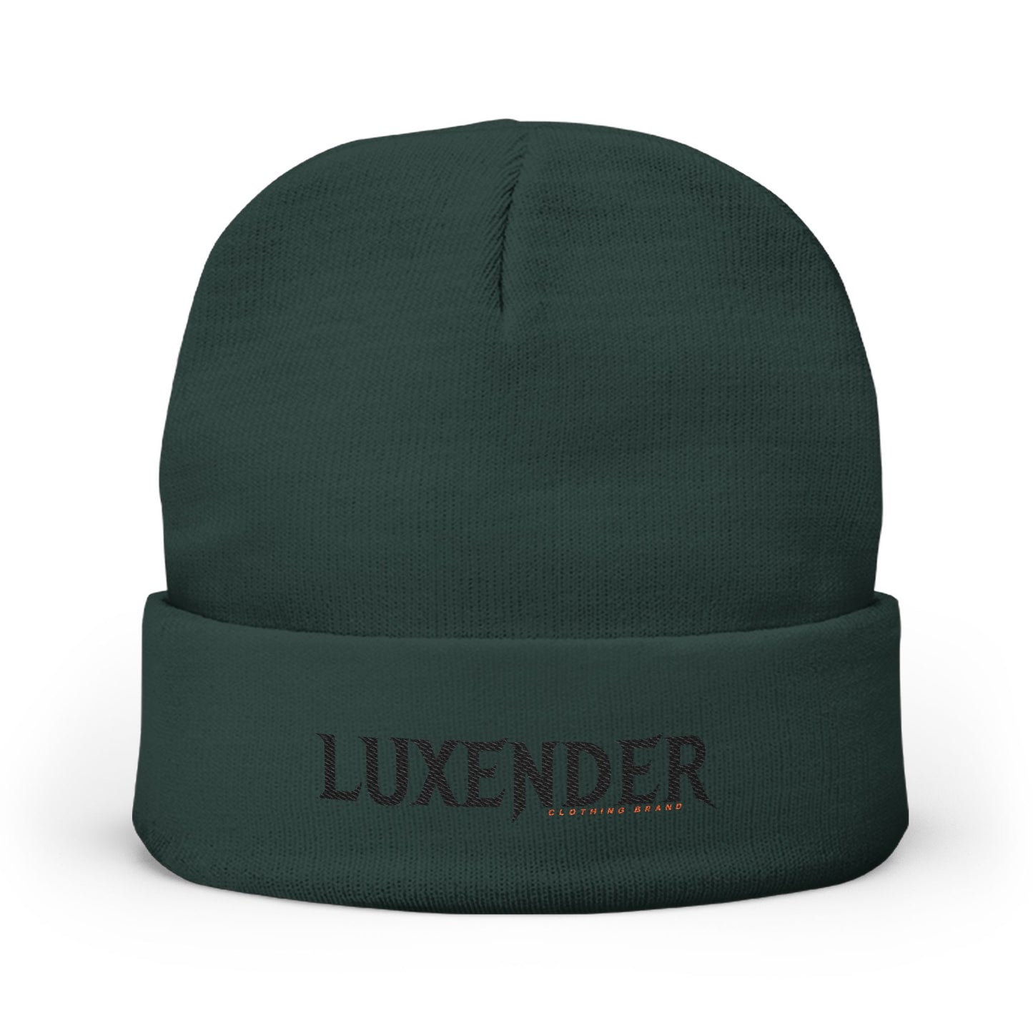 Embroidered 'LUXENDER' Knit Beanie - Cozy Logo Winter Hat