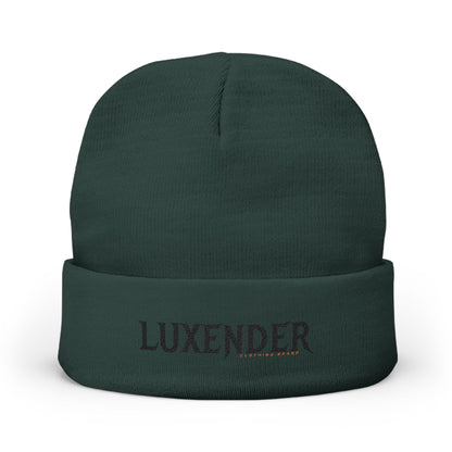 Embroidered 'LUXENDER' Knit Beanie - Cozy Logo Winter Hat