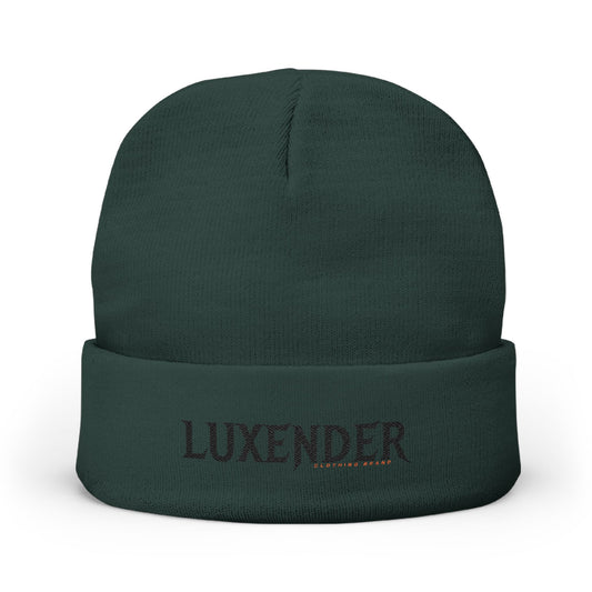 Embroidered 'LUXENDER' Knit Beanie - Cozy Logo Winter Hat