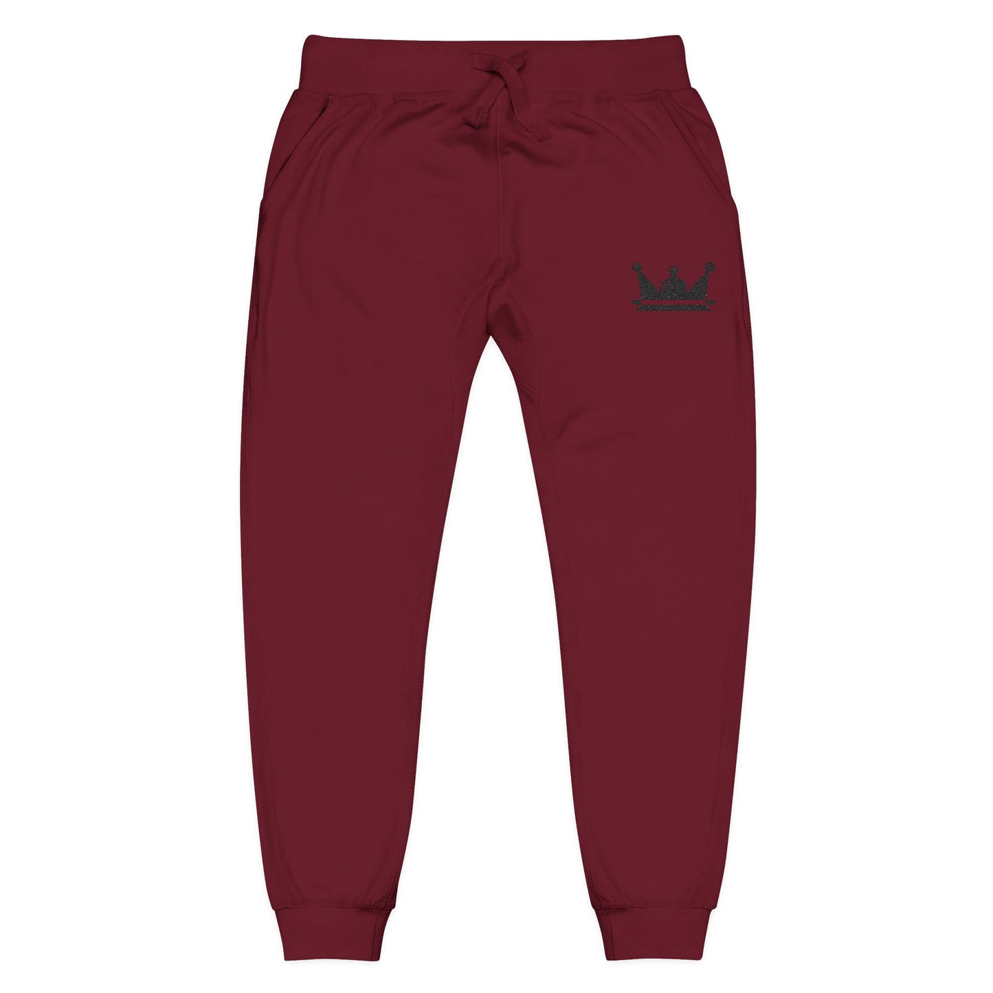 Embroidered Crown Fleece Sweatpants — Cozy Casual Joggers