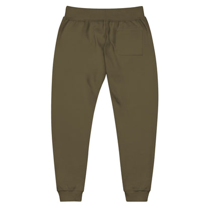 Embroidered Crown Sweatpants — Olive Fleece Joggers