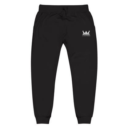 Embroidered Crown Sweatpants — Olive Fleece Joggers