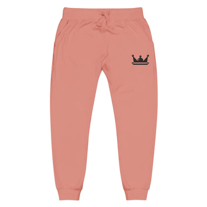 Embroidered Crown Fleece Sweatpants — Cozy Casual Joggers