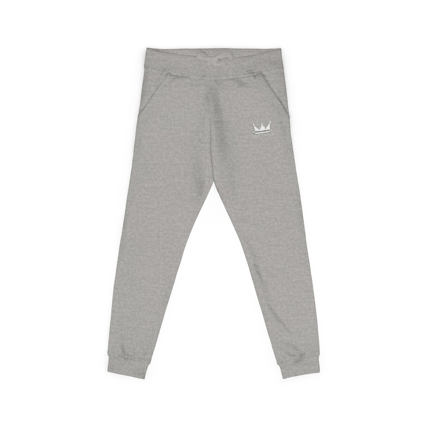 Embroidered Crown Sweatpants — Olive Fleece Joggers