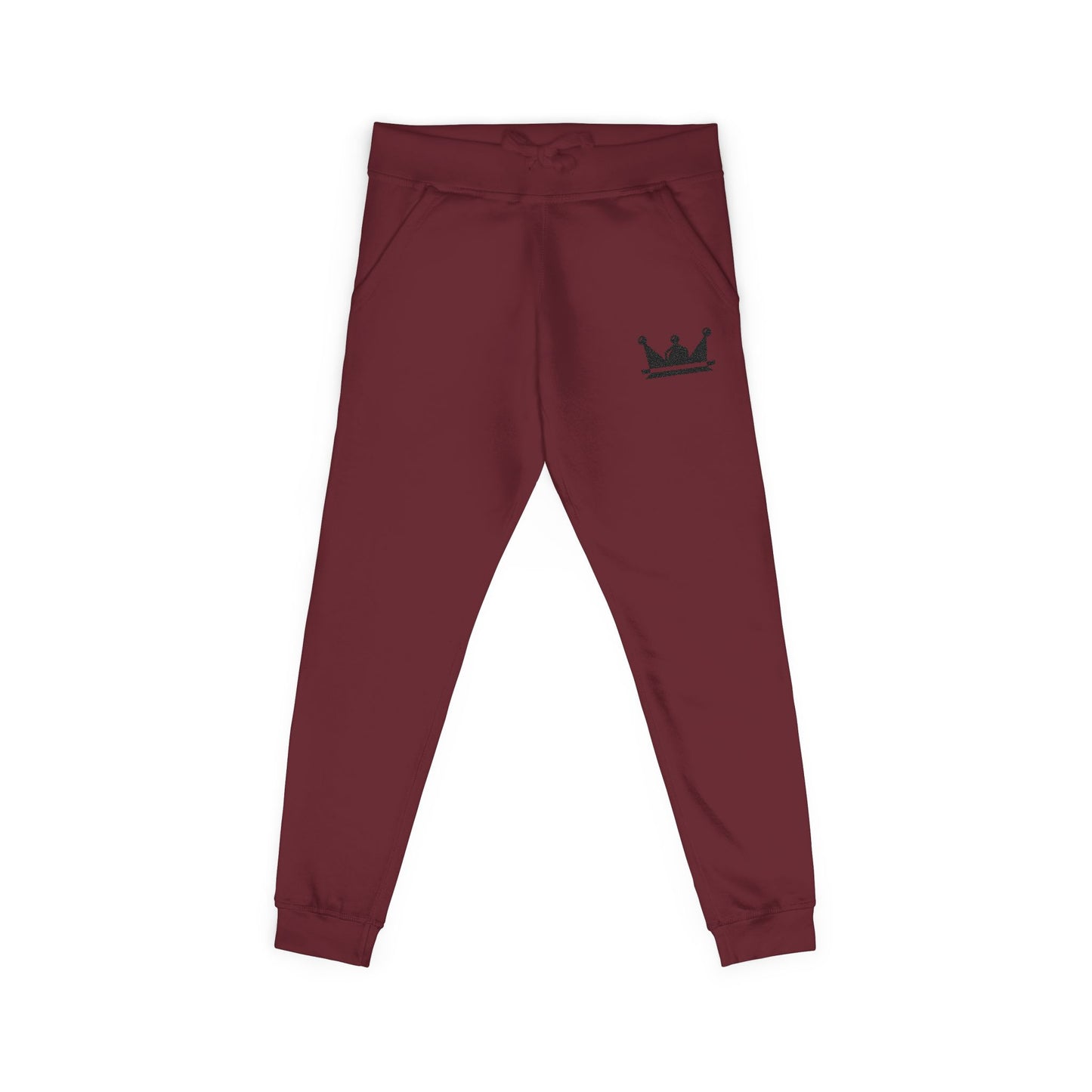 Embroidered Crown Fleece Sweatpants — Cozy Casual Joggers