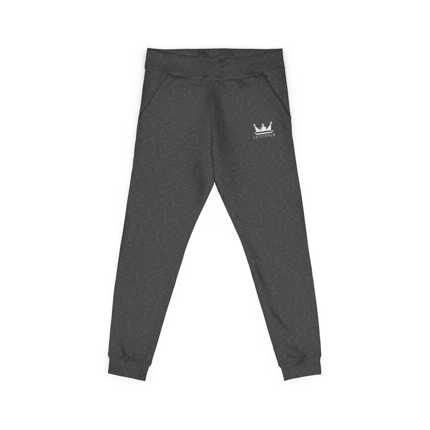 Embroidered Crown Sweatpants — Olive Fleece Joggers