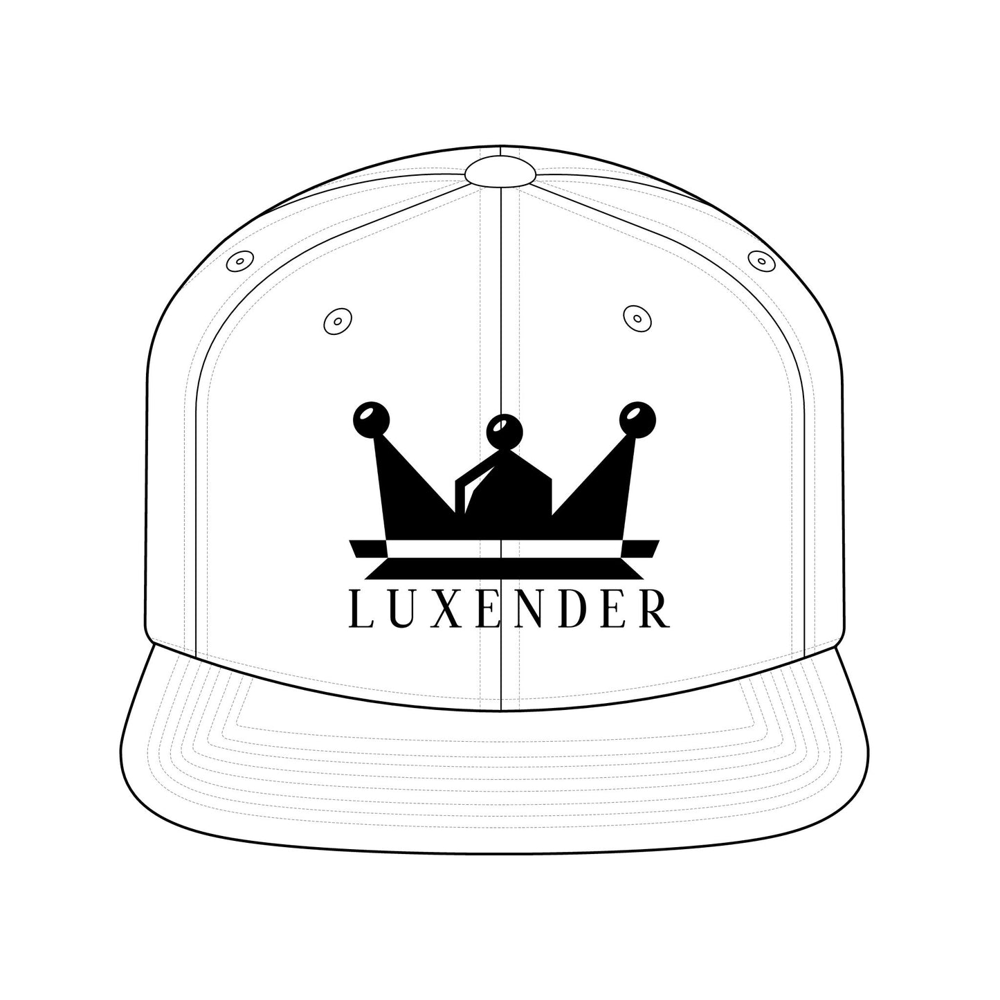 Crown Logo Snapback Hat — Luxender Embroidered Flat-Brim Cap