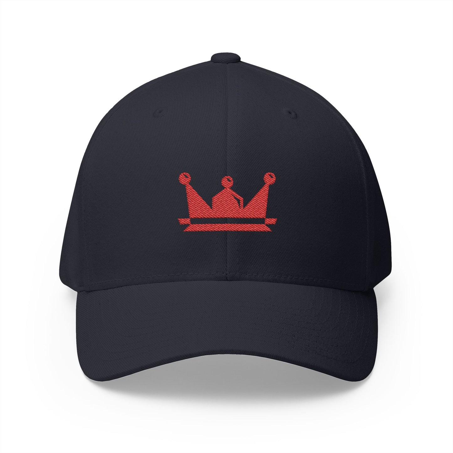 Embroidered Red Crown Cap — Closed-Back Structured Baseball Hat