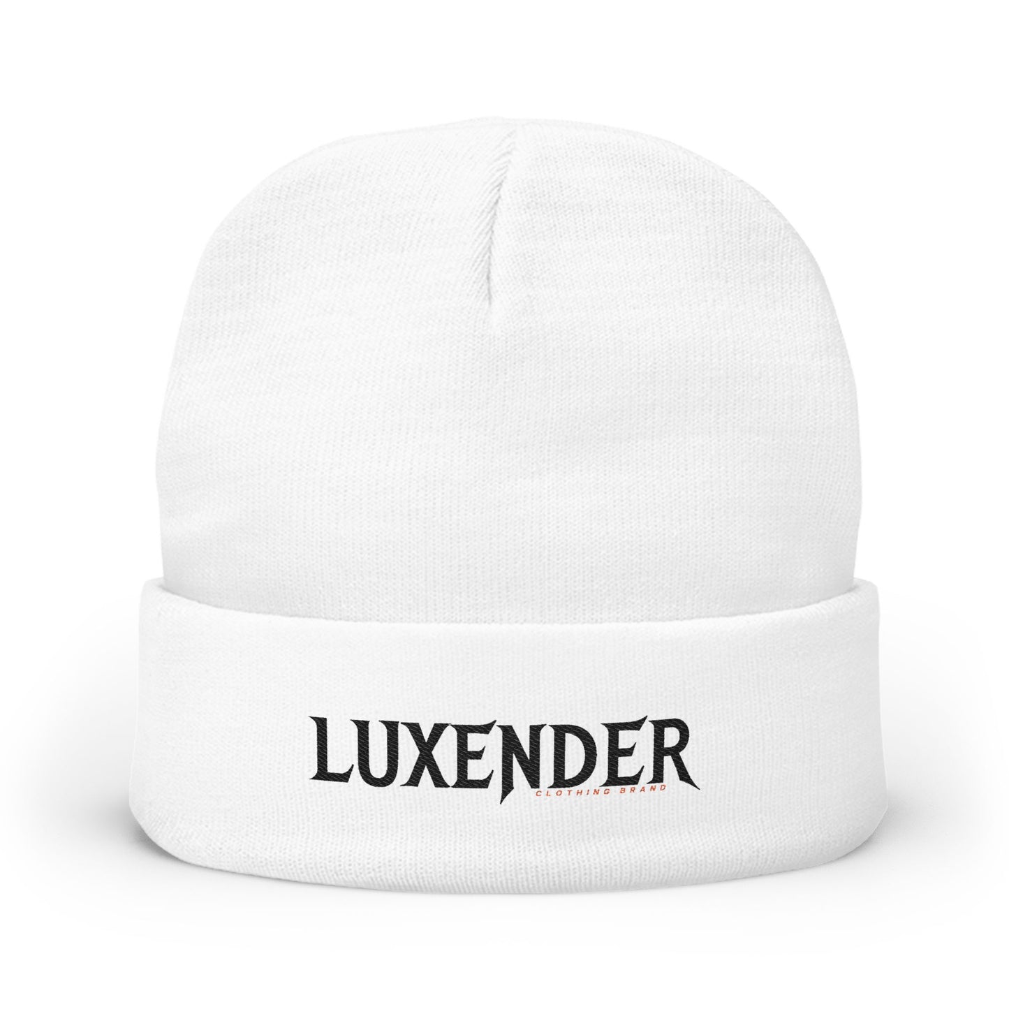 Embroidered 'LUXENDER' Knit Beanie - Cozy Logo Winter Hat