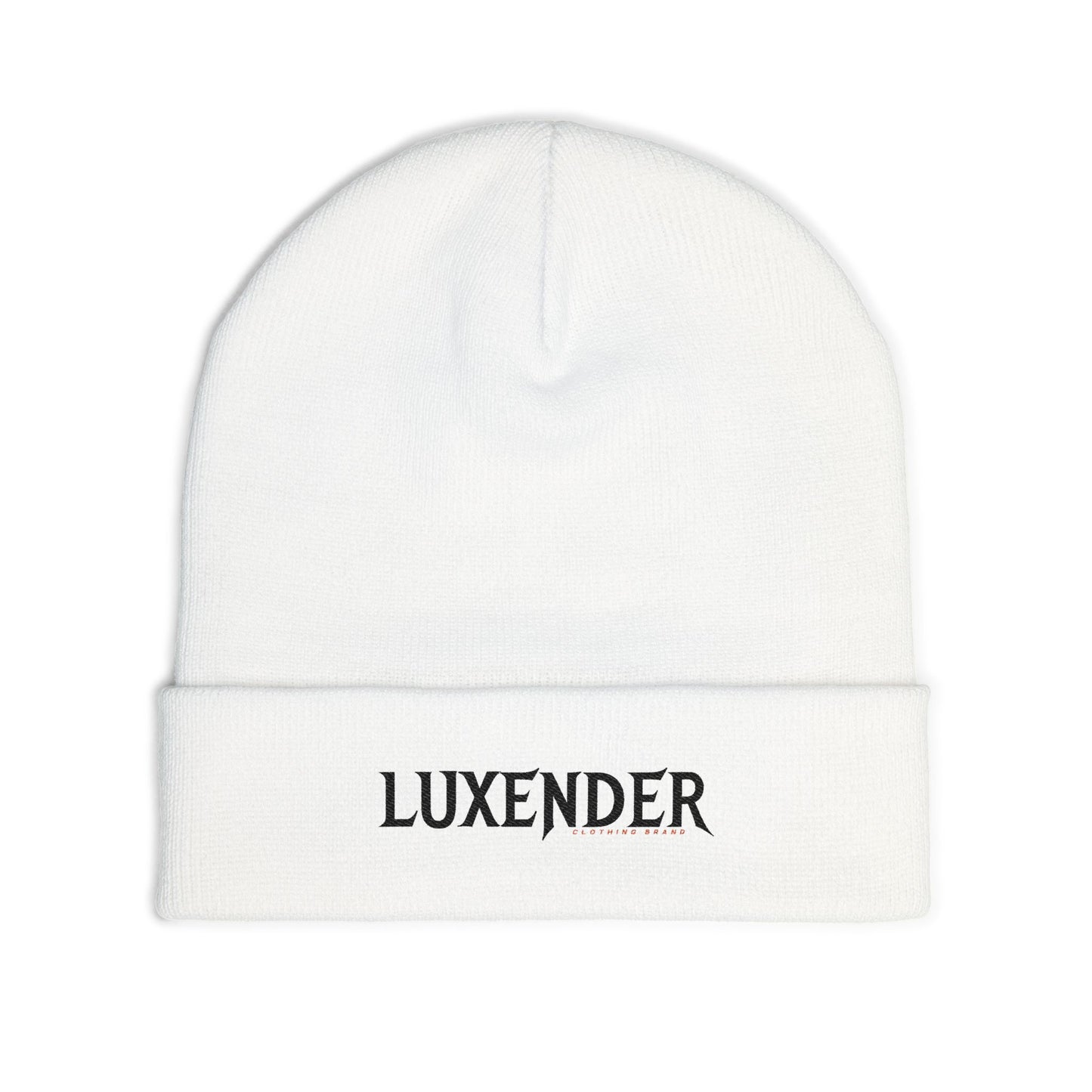Embroidered 'LUXENDER' Knit Beanie - Cozy Logo Winter Hat