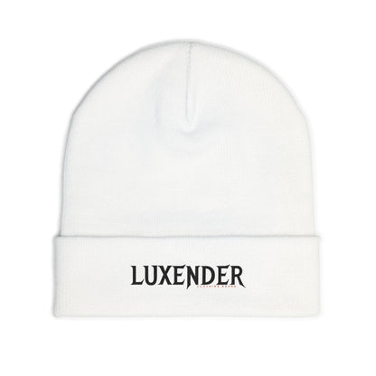 Embroidered 'LUXENDER' Knit Beanie - Cozy Logo Winter Hat