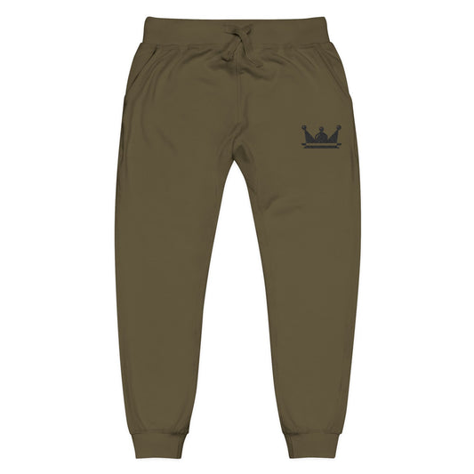 Embroidered Crown Fleece Sweatpants — Cozy Casual Joggers