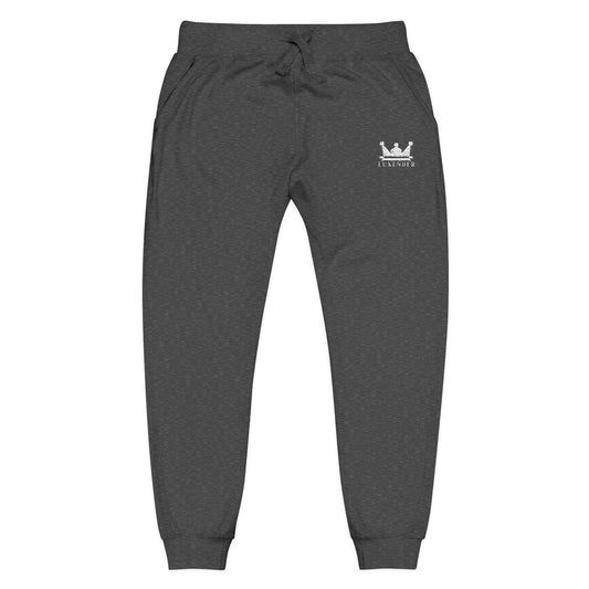 Embroidered Crown Sweatpants — Olive Fleece Joggers